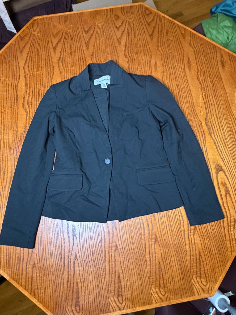 Calvin Klein Women’s Size 6 Black One Button Blazer Career Workwear Jacket